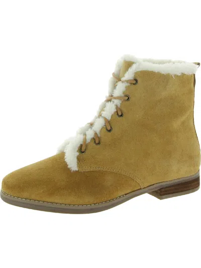 Array Canyon Womens Suede Faux Fur Lined Ankle Boots In Gold