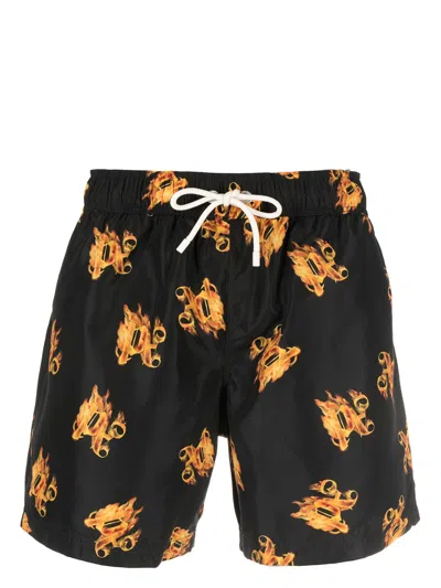 Shop Palm Angels Burning Swimsuit With Print