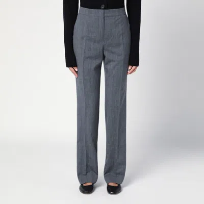 JIL SANDER GREY WOOL TROUSERS 