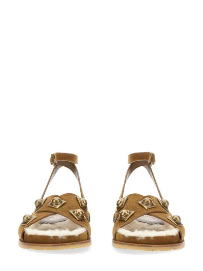 Shop Etro Women "crown Me" Sandal In Cream