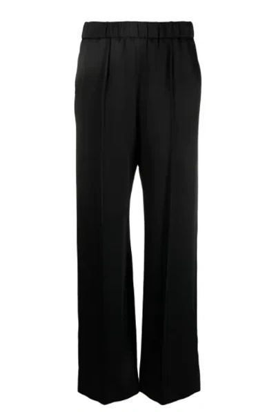 Shop Jil Sander Satin-finish Wide-leg Trousers
