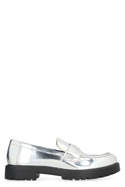 Shop Tory Burch Metallic Eco Leather Loafers In Silver