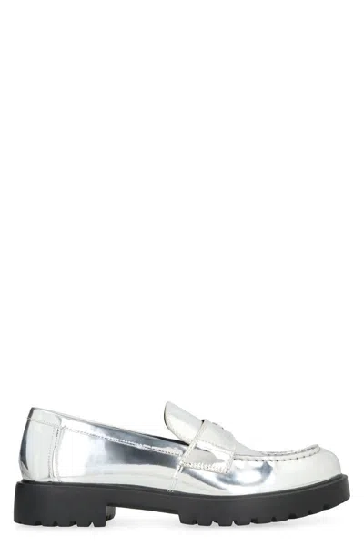 Shop Tory Burch Metallic Eco Leather Loafers In Silver