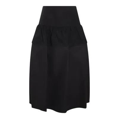 Jil Sander High-rise Cotton Midi Skirt In Black