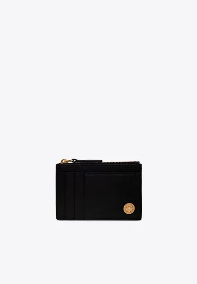 Shop Versace Medusa Leather Cardholder In Black