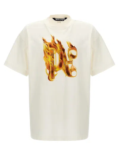 Shop Palm Angels 'burning Monogram' T-shirt In White