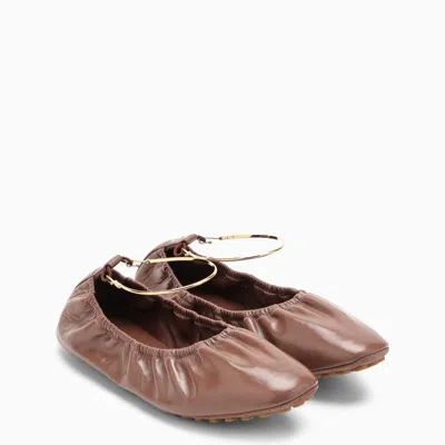 FENDI FENDI   FILO JASPER-COLOURED LEATHER BALLERINA 