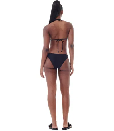 Shop Ganni Black Lurex Bikini Top