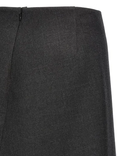 Jil Sander Wool A-line Midi Skirt In Gray