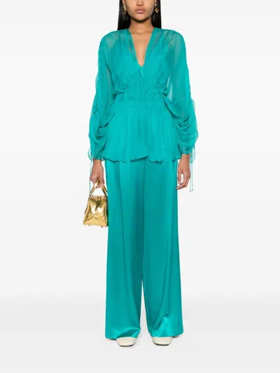 Max Mara Women Satin Wide-leg Silk Trousers In Multicolor