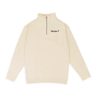 Sinclair Quarter Zip Cream Sweatshirt In White