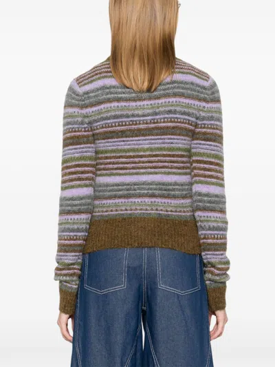 Shop Ganni Wool Striped Cardigan