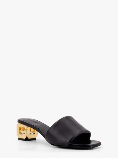 Shop Givenchy Women Golden G Cube Leather Heel Sandals In Black