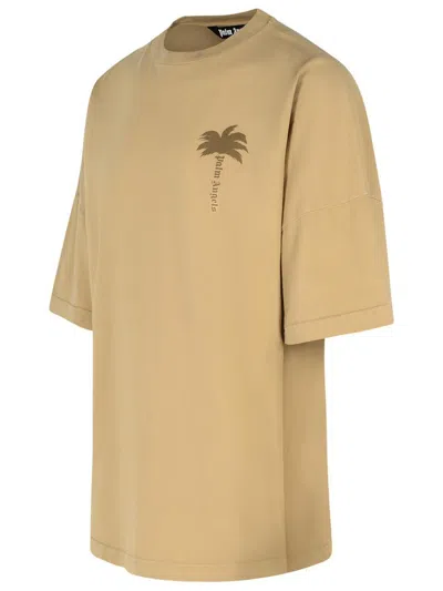 Shop Palm Angels Beige Cotton T-shirt