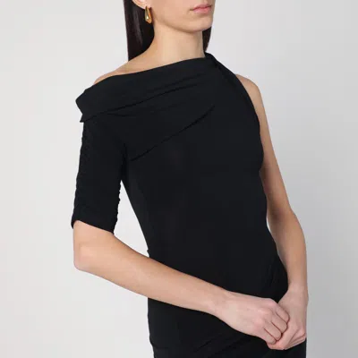 Shop Jacquemus Black Draped Mini Dress