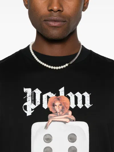 Shop Palm Angels Holly Pin Up T Shirt In 1003 Black Off White