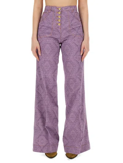 Shop Etro Flare Fit Jeans In Purple