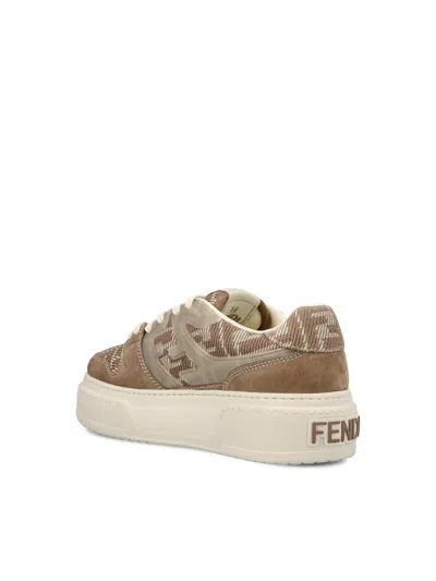 Fendi Match Canvas And Suede Low-top Sneakers In Cloudy