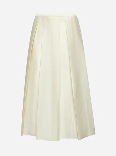 Shop Totême Ivory Wool Silk Midi Skirt