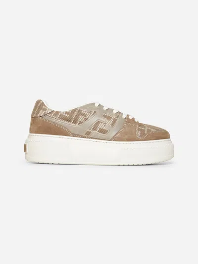 Fendi Match Canvas And Suede Low-top Sneakers