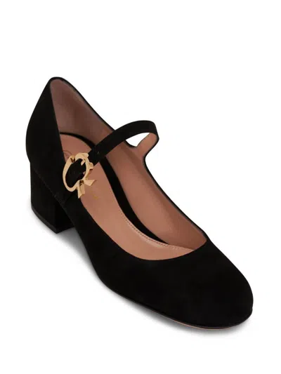 Shop Gianvito Rossi Mary Ribbon Suede Pump Shoes In Black