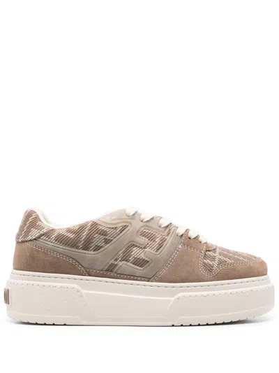 Fendi Match Canvas And Suede Low-top Sneakers
