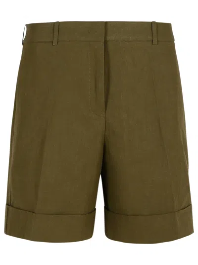 Shop Jil Sander Green Linen Shorts