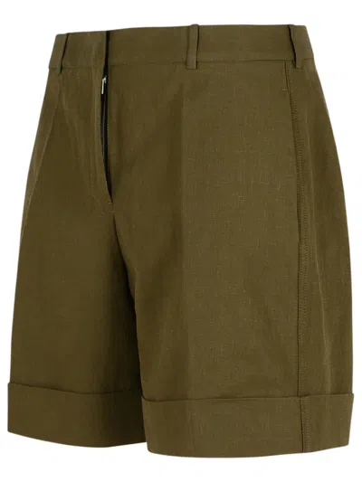 Shop Jil Sander Green Linen Shorts