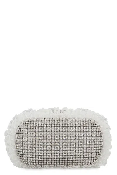 Shop Self-portrait X Christopher Kane - Clutch With Rhinestones In Silver