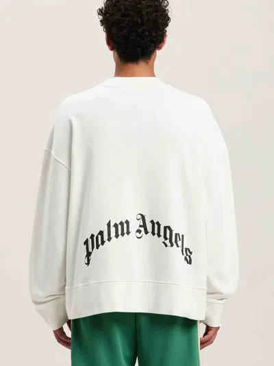 Shop Palm Angels Crew Neck Sweatshirt In White