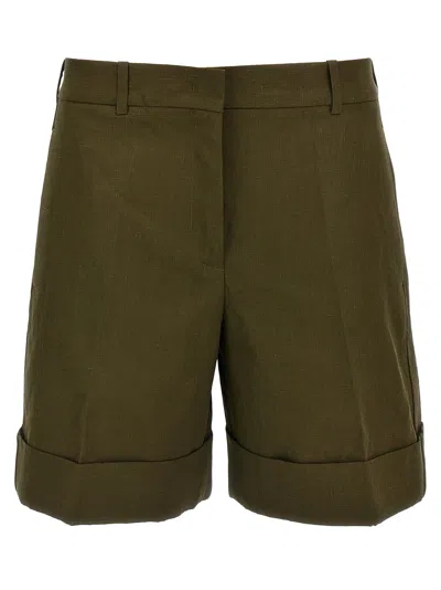 Shop Jil Sander Linen Bermuda Shorts In Green
