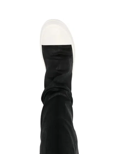 Rick Owens Drkshdw Black Porterville High Sock Sneakers In 911 Black Milk Milk