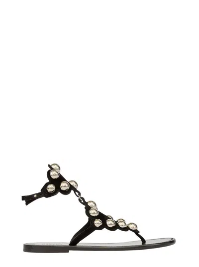 Isabel Marant 'velvet' Black Sandals With Jewels And Decorative Studs In Leather Woman In Black