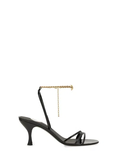 Shop Ferragamo Salvatore  Sandal With Chain In Black