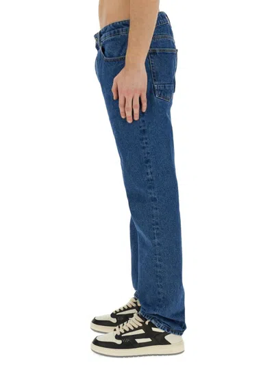 Shop Palm Angels Straight Leg Jeans In Baby Blue