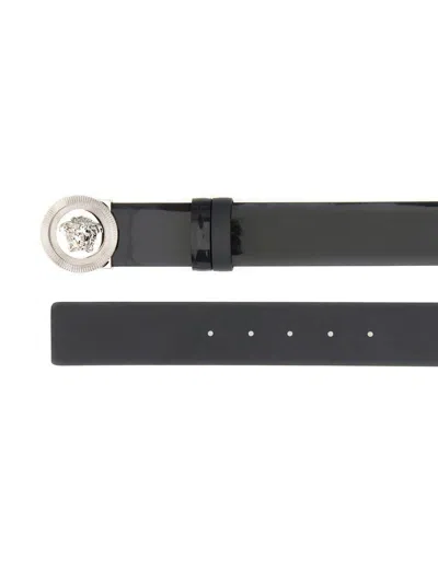 Shop Versace Reversible Belt "the Jellyfish" In Black