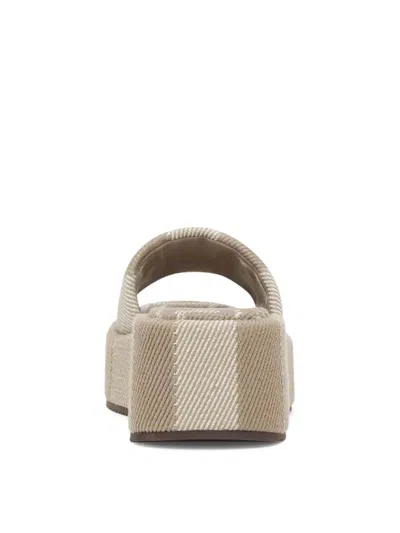 Fendi Sunshine Denim-effect Jacquard Flatform Slides In Color Carne Y Neutral