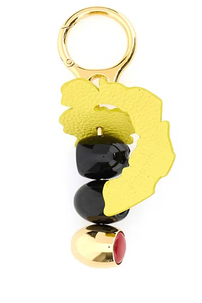 LOEWE MULTICOLOR METAL AND LEATHER KEY RING 