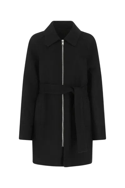 Givenchy Double Face Wool Blend Belted Zip Coat In 002