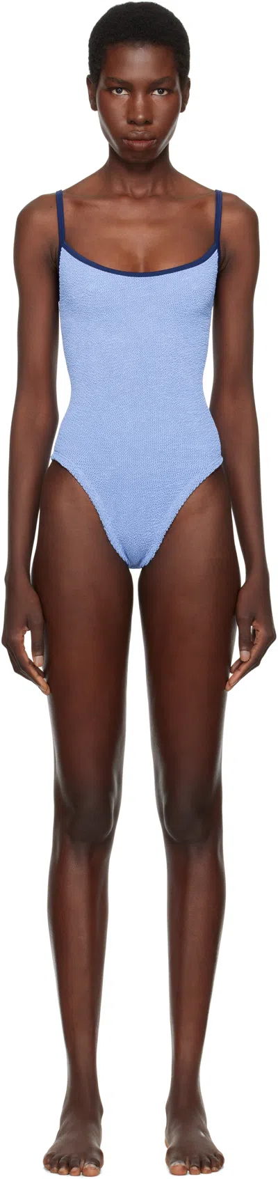 Hunza G Blue & Navy Pamela Contrast Swimsuit
