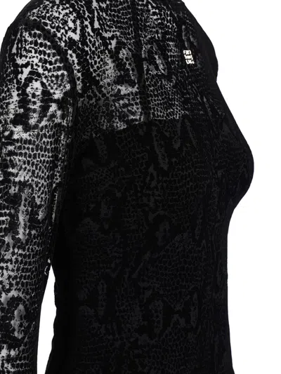 Shop Givenchy Mini Dress With Tulle Pattern Dresses Black