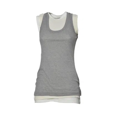 Shop Jil Sander Natural Three Layer Cotton Tank Top