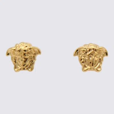 Shop Versace Gold Tone Metal Medusa Button Earrings
