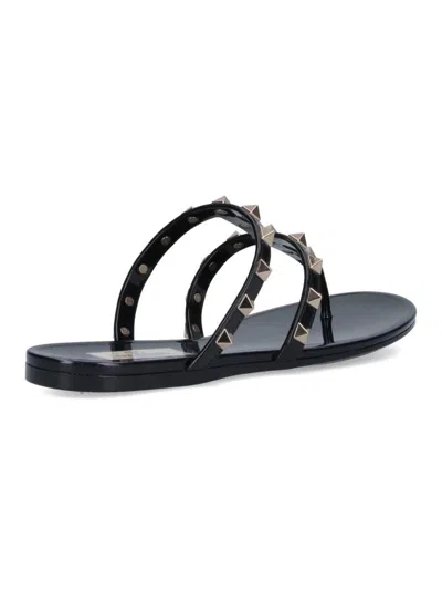 Valentino Rockstud T-strap Flat Slide Sandals