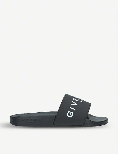 Shop Givenchy Womens Black Logo-detail Rubber Sliders Eur 36 / 3 Uk
