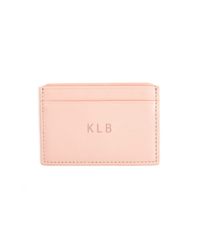 Royce New York Monogrammed Rfid Blocking Leather Card Wallet In Light Pink