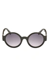 Moncler 51mm Round Sunglasses In Dark Green/ Green/ Grey