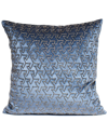 Harkaari Geometric Heavily Embellished Velvet Throw Pillow In Blue