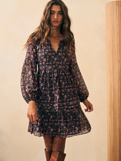 Faherty Silk Cotton Sage Wood Dress In Stargaze Bloom