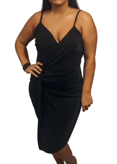 Blue Leopard Sparkle Dress In Black
